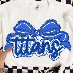 Titans Png, Titans Mascot Floral Toile Blue Water Color Coquette Bow, Team PNG, School, Mascot Team name, Fall, Sport, School Spirit Png