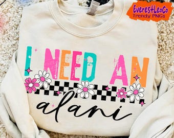 Necesito un Alani PNG, PNG de verano vintage, descarga digital