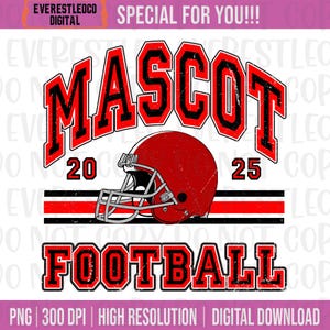 Personalized Football Mascot and Your Team Custom Work Png, Retro Varsity Football Team Custom Order Sublimation, Football Team Png