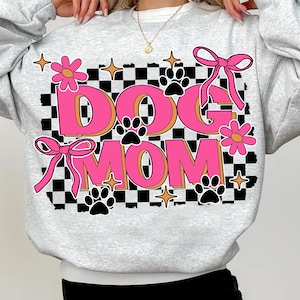 Checkered Dog Mom Floral Coquette Bow Png, Dog Mama Sublimation, Mom Floral Png, Dog Mom Sublimation Designs, Gift for dog mama