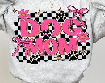 チェック柄の犬のママの花柄コケット リボン PNG、犬のママの昇華、ママの花柄 PNG、犬のママの昇華デザイン、犬のママへのギフト