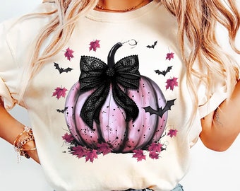 Pumpkin Coquette bow png, retro halloween png, trending png, Gothic png, black bow png soft girl png, Pumpkin girly png, Pink pumpkin png