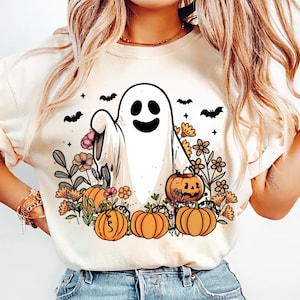 Halloween PNG, Spooky Ghost, Autumn sublimation design, Fall PNG, Pumpkins, leaves PNG, Watercolor Sublimation, Instant download, Ghouls