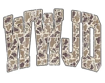 May include: A digital graphic featuring the letters "WWJD" in a distressed, camouflage pattern. The letters are outlined in black and set against a white background. The text "DISTRESSED AND NON-DISTRESSED" and "EVERESTLEOCO / DIGITAL DOWNLOAD" are also present.