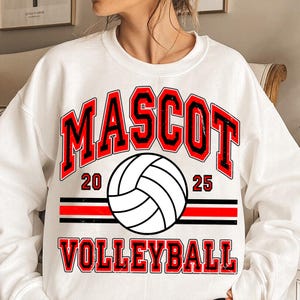 Personalized Volleyball Mascot and Your Team Custom Work Png, Retro Varsity Volleyball Team Custom Order Sublimation, Volleyball Team Png