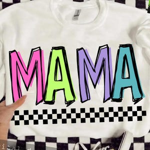 Mama Png, Colorful Mama Checkered Design, Mama groovy png, Proud Mom, Mama Distressed Checker Printable, Preppy Mama, Girl Mama, Summer Png