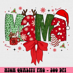 Christmas Mama Coquette Png, Mama Claus png, Christmas Tree Cake png, Christmas coquette bow png, Doodles Xmas, Candy Cane Santa Hot Cocoa