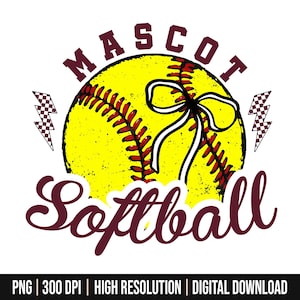 Custom Softball Team PNG, Personalized Softball Mascot or Your Team Custom Work Png, School, Team, Fall, Sport, Spirit, Softball coquette