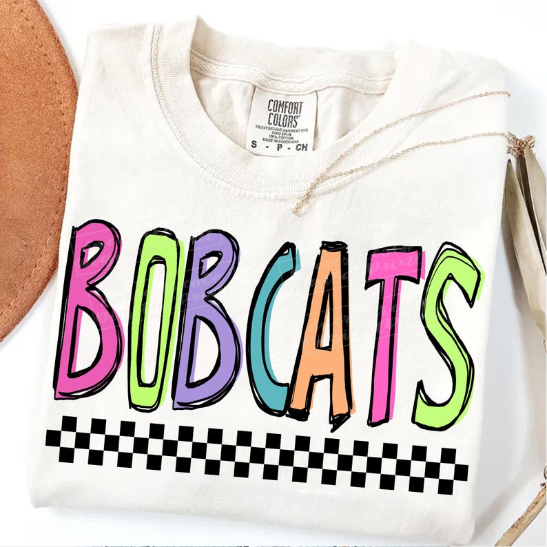 BOBCATS Png, Colorful Bobcats Mascot Checkered, Retro Bobcats ...