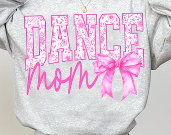 Dance Mom Floral Toile Pink Water Color Coquette Bow Png, Dance Png, Dance Shirt Leopard Print Distressed Dance Png, Dance Mom Varsity Png