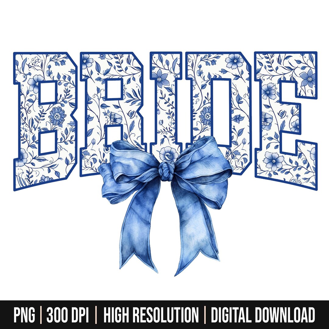 Digital Png File Bride Floral Toile Blue Water Color Coquette Bow Clip ...