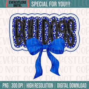 Bulldogs Typography Mascot Blue Coquette Bow Design, Leopard Bulldog Mascot PNG, Bulldogs Mama Shirt Design, Bulldogs Fan, Bulldogs Mascot