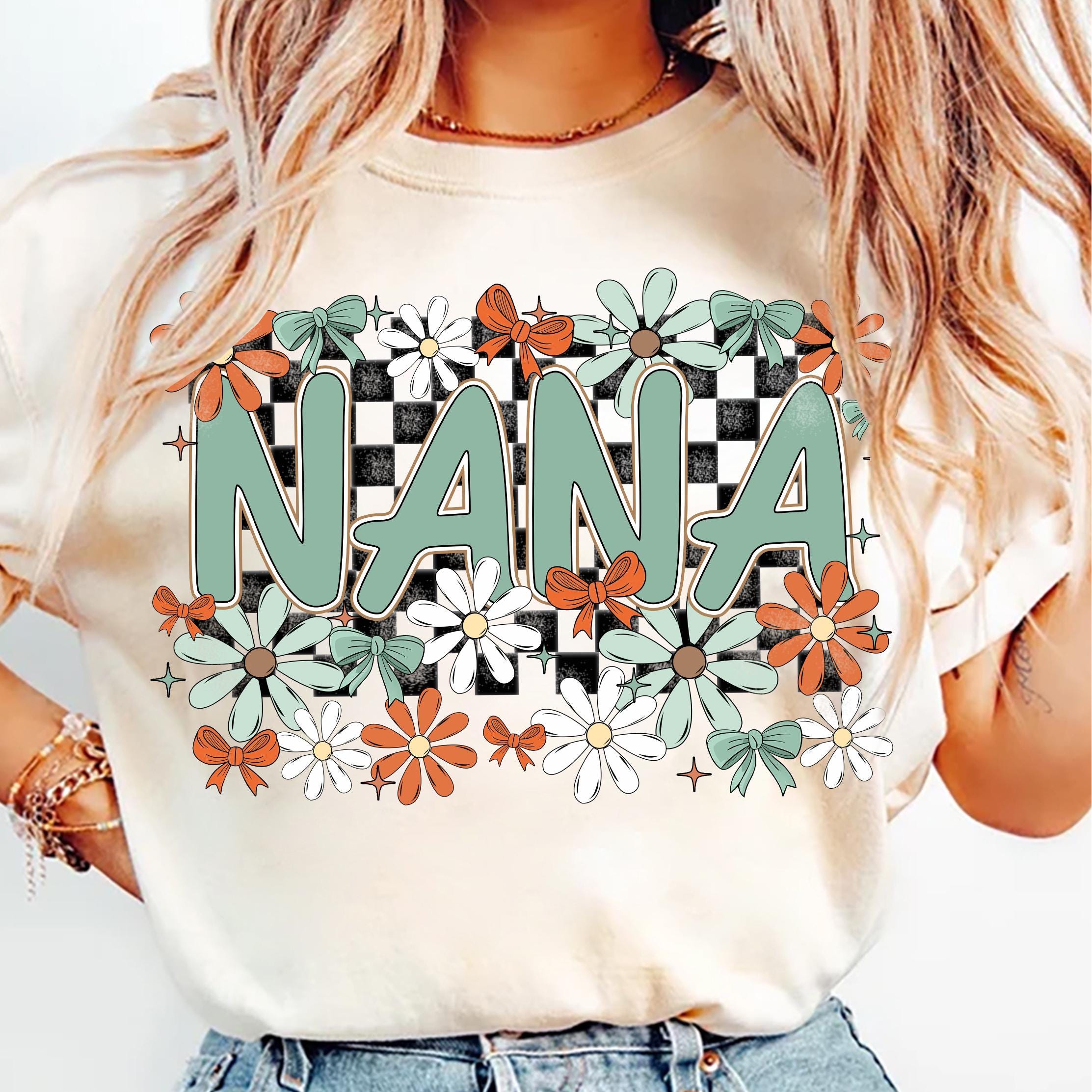 Floral Nana Png, Checkered Nana Png, Nana Flower Png, Nana Floral
