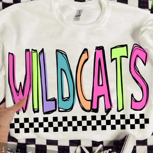 Wildcats Png, Colorful Wildcats Mascot Checkered, Retro Wildcats Sublimation, Game Day Png, Wildcats Mascot Png, Neon Wildcats Png