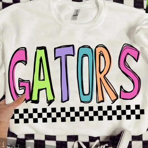 GATORS Png, Colorful Gators Mascot Checkered, Retro Gators Sublimation, Game Day Png, Gators Shirt, Gators Mascot Png, Neon Gators Png