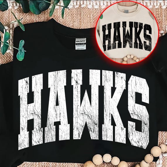 Hawks Png, Hawks retro typography distressed School Spirit PNG, School Mascot, School, Hawks Mascot Team name, Sport School Spirit Png
