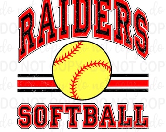 RAIDERS Mascot Softball Team PNG, Softball Mascot or Your Team Custom Work Png, School, Team, Fall, Sport, Spirit, Softball Team Png