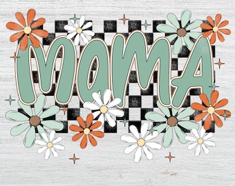 Floral mama png, checkered mama png, mama flower png, mama floral, mama groovy png, mama groovy, mama graphic, floral mama png