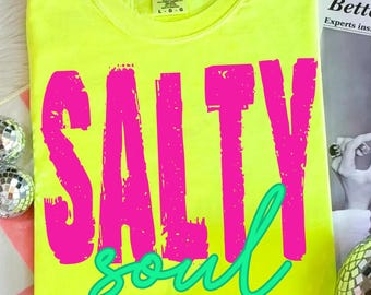 Salty Soul Png Sunshine Png Beach Life PNG Summer PNG Neon Trendy Summer Shirt Design Distressed Beach PNG Lake Pool River Png Sun