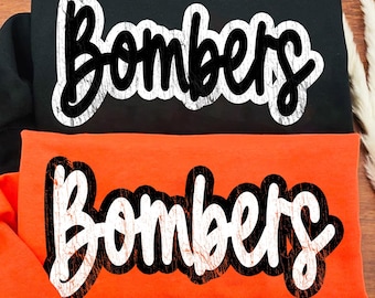 Bombers Png, Retro Distressed Typography Bombers Mascot Png, Game Day, Bombers Typography Mascot Png, Bombers Fan, Trendy Team Shirt Design