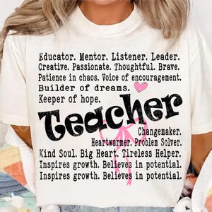Teacher Words PNG Coquette Teacher Png, Gift for Teacher Png, Teacher