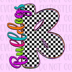 Bulldogs Mascot Png Checkered Bulldogs Png Retro Bulldogs Sublimation, Game Day Png Neon Bulldogs Mascot PNG Bright Bulldogs