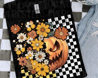 Retro Halloween floral fall smiley face pumpkin Png, Fall Png, Fall pumpkin Sublimation png, Thanksgiving png, Autumn png, Fall, Pumpkins