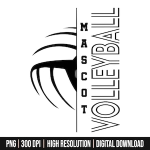 Personalized Volleyball Mascot and Your Team Custom Work Png, Retro Varsity Volleyball Team, Volleyball Coquette Bow, Volleyball Team Png