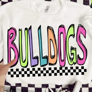 Bulldogs Mascot Png Checkered Bulldogs Png Retro Bulldogs Sublimation, Game Day Png Neon Checkered   Bulldogs Mascot PNG Bright Bulldogs
