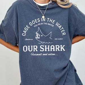 Cage Goes in the Water Shirt, Cult Shark Movie Tee, 70s Sea Horror Shirt, Quint Inspired Design, Gift for Movie Lover, Birthday Gift