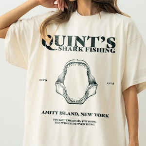 Quint’s Shark Fishing Shirt, Cult Spielberg Inspired Movie T-shirt, Nautical Aesthetic Fan Tee, Gift for Movie Lover, Movie Shirt