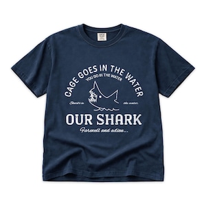 Camiseta de Tiburón: Cage Goes in the Water, camiseta de cine con cita de Quint