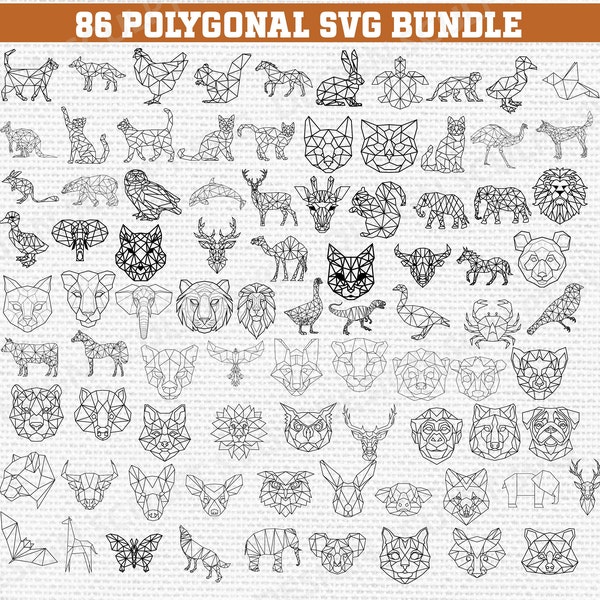 Geometric Animal svg, Polygonal art, Geometric svg, animal svg, animal clipart, Geometric animal svg bundle instant digital download