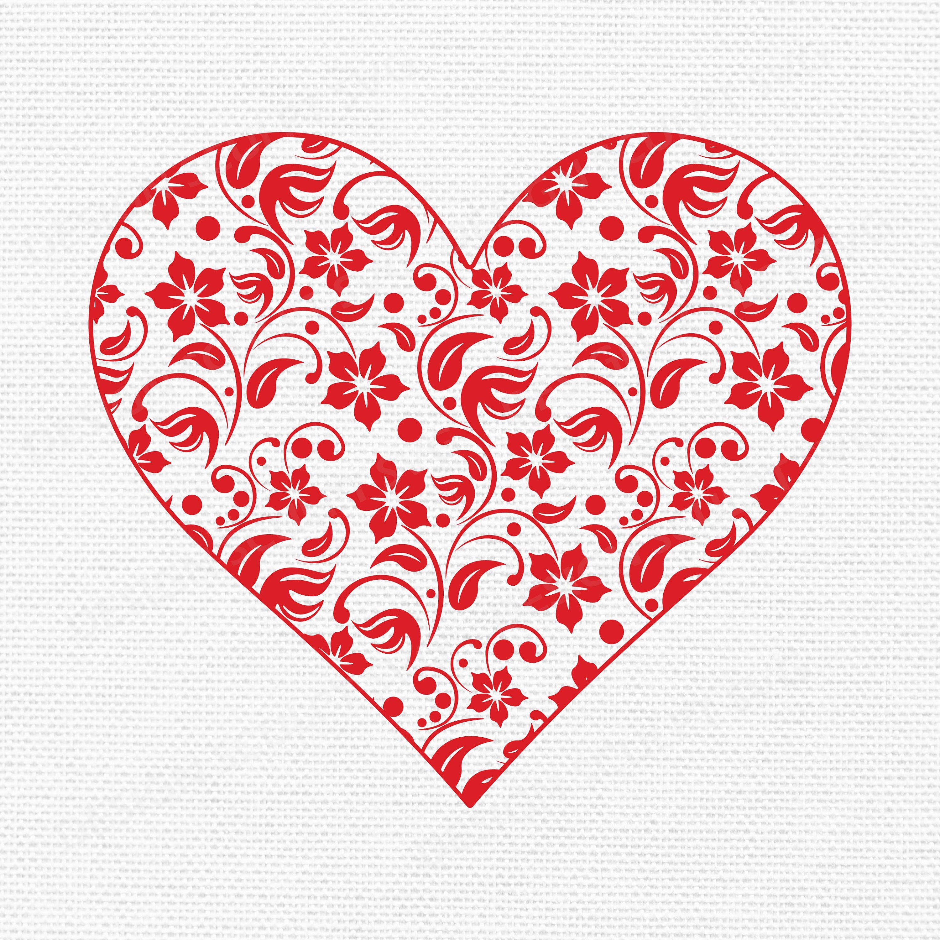 Floral Heart Svg, Flower Heart Svg, Heart Svg, Valentine Heart, Floral