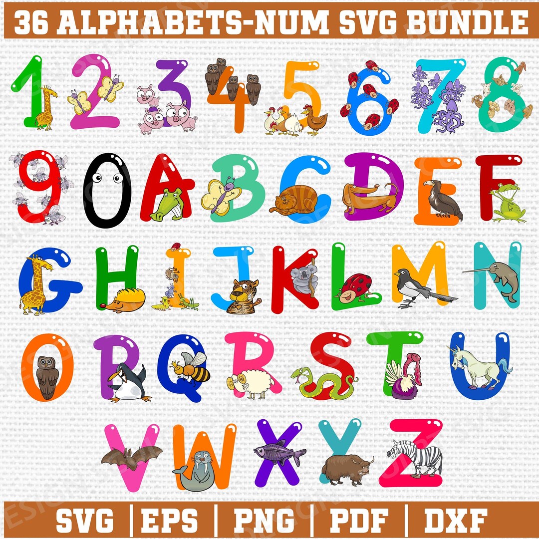 Animal Alphabet Svg, Safari Letters Svg, Alphabet Poster, Jungle Kids