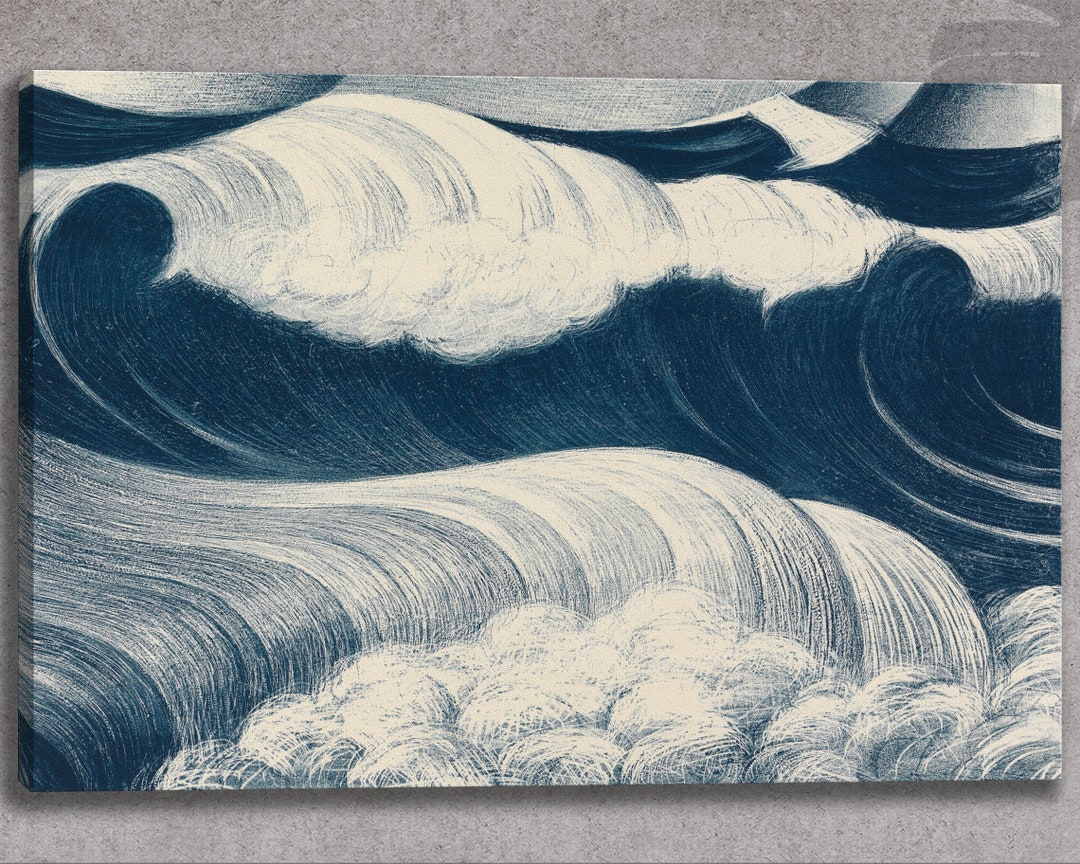 Japan Wave Painting Art Print Ocean Waves 3 Piece Canvas Etsy