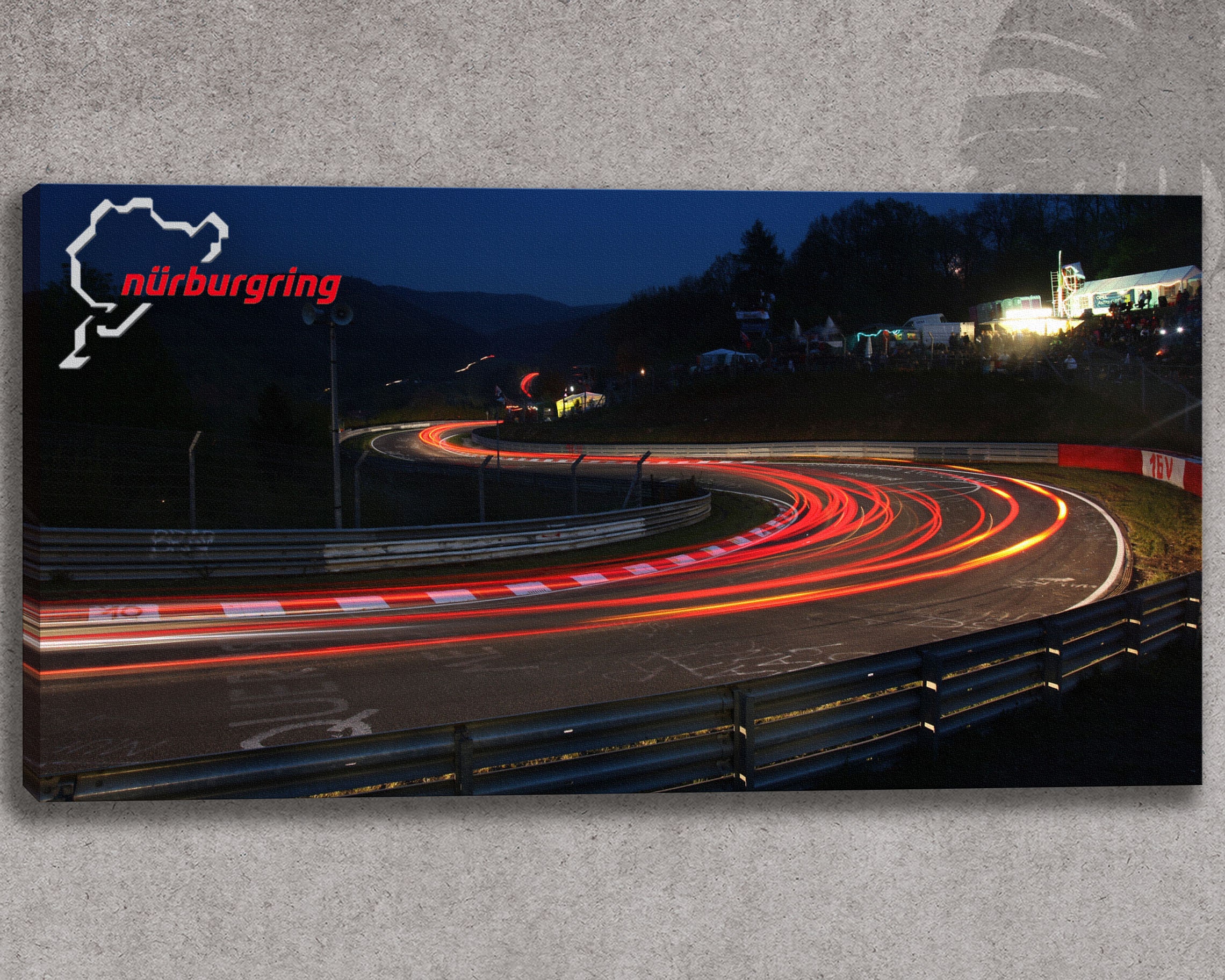 Night Lights Nurburgring Canvas Wall Art - Nurburgring Poster Print - Race Track Wall Decor Gift for Him, Gaming Room, Racing 5 Piece Canvasthumbnail