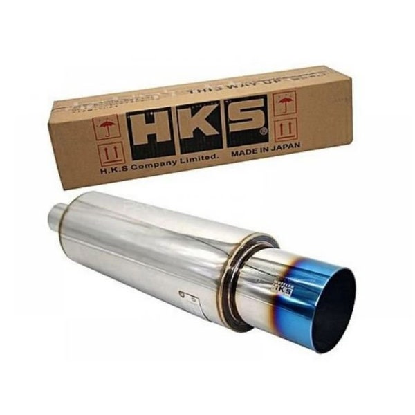 Silenciador de escape HKS Hi-power Titanium Face azul, entrada de 3" y salida de 4,5" + Envío exprés a EE. UU.