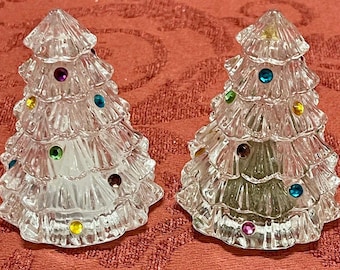 Lenox Crystal Christmas Tree Salt and Pepper Shakers Made in Germany Vintage Discontinued
