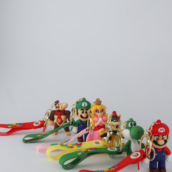 Super Mario Brothers Keyring Princess Peach Bowser Donkey Kong Yoshi fast delivery stocking filler bag accessory christmas present