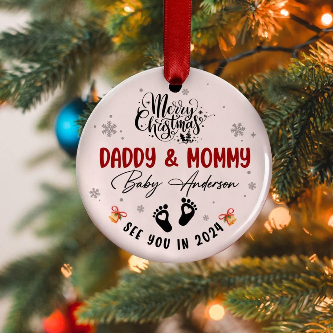 Merry Christmas Mommy and Daddy See You in 2024 Christmas Tree Ornament