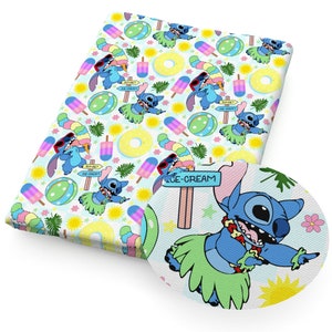Stitch Fabric Lilo & Stitch Fabric Blue Koala Fabric Cartoon Anime Cotton Fabric By The Half Yard