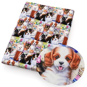 Cute Dogs Fabric Puppy Fabric Cartoon Anime Polyester Cotton Fabric By The Half Yard