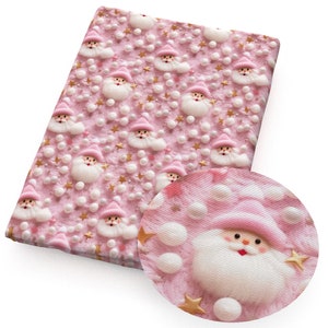 Christmas Pink Santa Claus Fabric 3D Flat Print Cartoon Anime Polyester Cotton Fabric By The Half Yard
