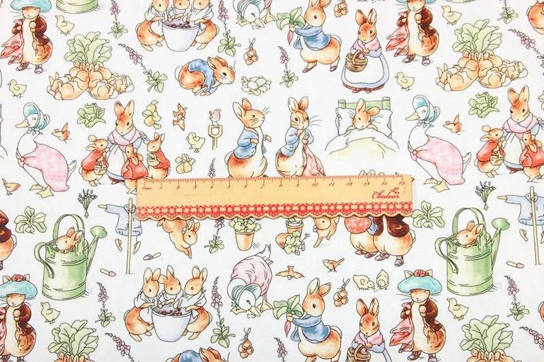 Garden Bunny Fabric Cotton Fabric by the Half Yard - Etsy