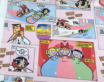 The Powerpuff Girls Fabric Cartoon 100% Cotton Fabric By The Half Yard