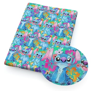 Stitch and Angel Fabric Blue Koala Fabric Cartoon Anime Cotton Fabric By The Half Yard