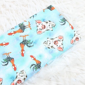 Moana Pua & Heihei Kawaii Fabric Cotton Fabric By The Half Yard