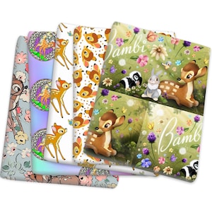 Bambi Fabric Bambi and Friends Fabric Cartoon 100% Cotton Fabric By The Half Yard