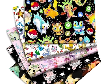 Tessuto Pokemon Pocket Monster Tessuto Pikachu Cartone animato Anime Tessuto 100% cotone a mezzo metro